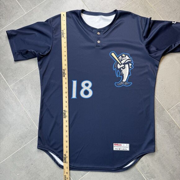 Tampa Tarpons Jersey 18 Men 46 XL MiLB Wilson Authentic Navy Yankees Affiliate - Picture 6 of 10